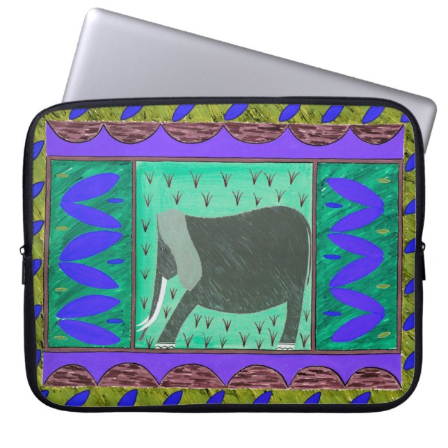 Kenyan Elephant Blue Laptop sleeve (Framsidan)