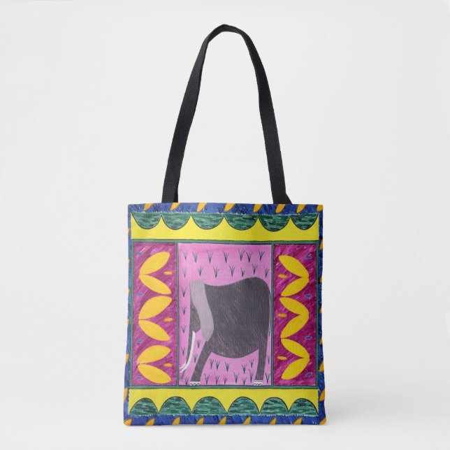 Kenyan Elephant Gult Tote Bag Tygkasse (Framsida)