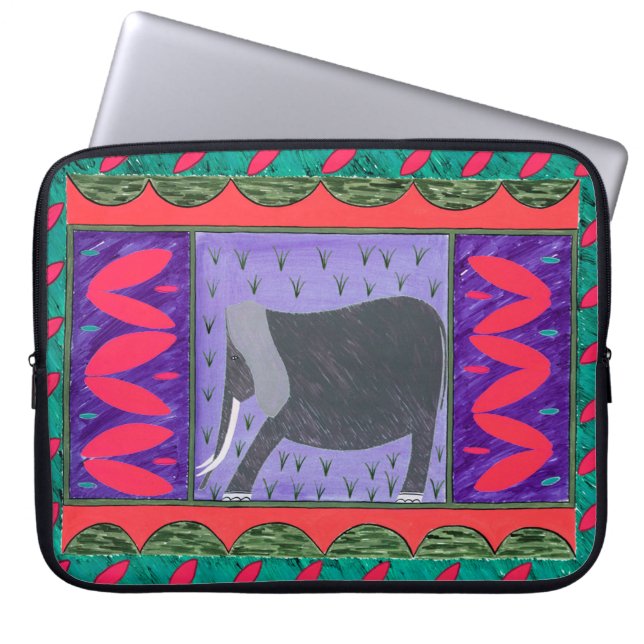 Kenyan Elephant Red Laptop sleeve (Framsidan)