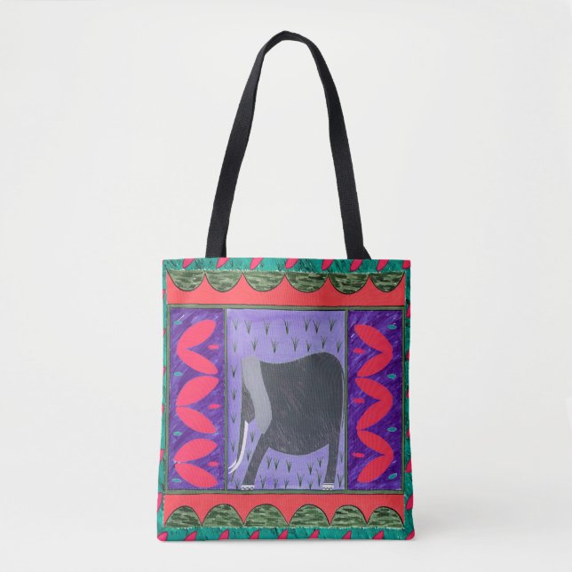 Kenyan Elephant Red Tote Bag Tygkasse (Framsida)