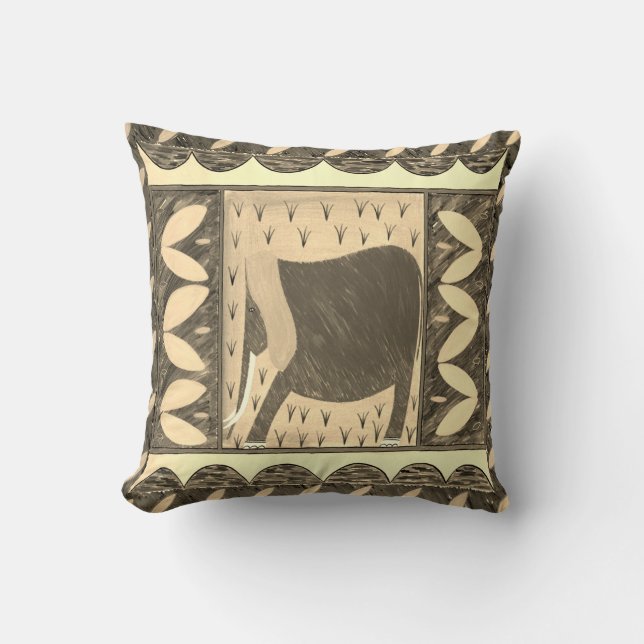 Kenyan Elephant Sepia Dekorativ kudde (Framsida)