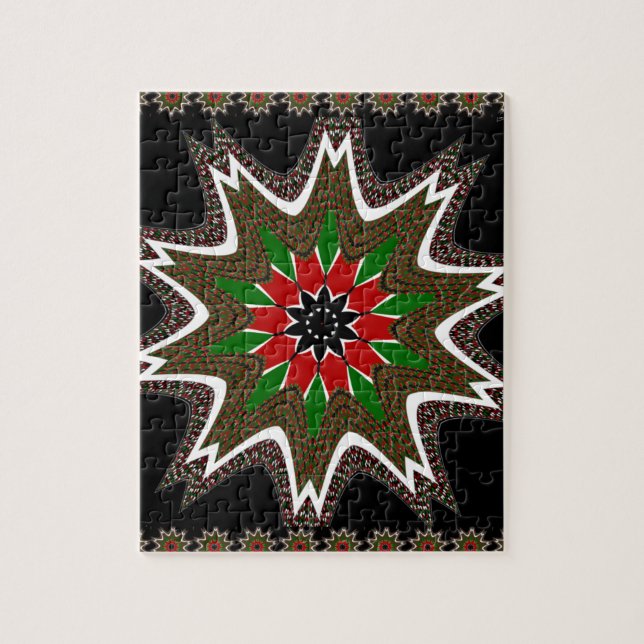 Kenyan Flagga Färg Art Print/Graphic Pussel (Vertikal)