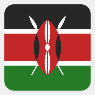 Kenyan Flagga, Flagga Kenya Fyrkantigt Klistermärke