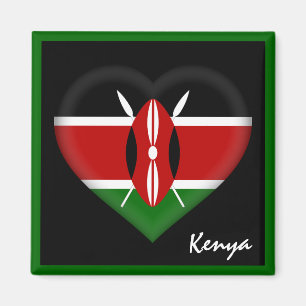 Kenyan flagga & Heart, Kenya helgdag, resa/sport Magnet