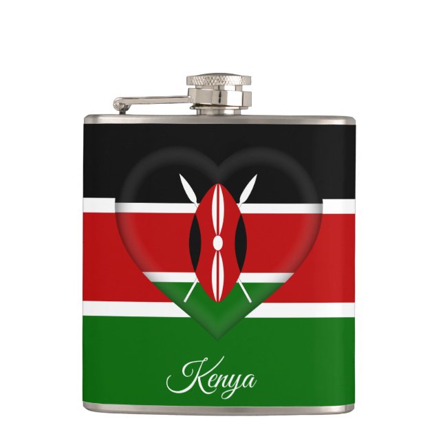 Kenyan Flagga & Heart, resa Kenya/sportfantast Fickplunta (Framsidan)