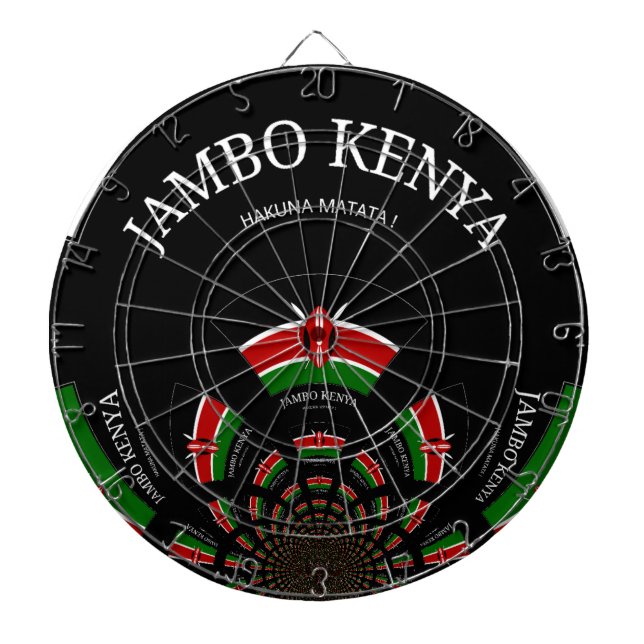 Kenyan Flagga Inspired Jambo Välkommen Design Art Darttavla (Framsidan)