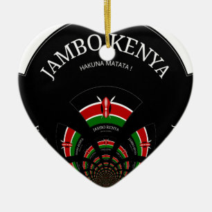 Kenyan Flagga Inspired Jambo Välkommen Design Art Julgransprydnad Keramik