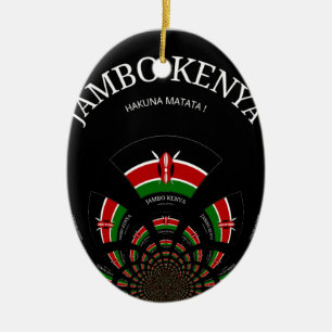 Kenyan Flagga Inspired Jambo Välkommen Design Art Julgransprydnad Keramik