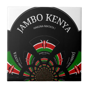 Kenyan Flagga Inspired Jambo Välkommen Design Art Kakelplatta