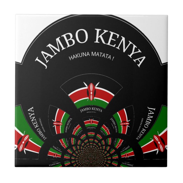 Kenyan Flagga Inspired Jambo Välkommen Design Art Kakelplatta (Framsidan)