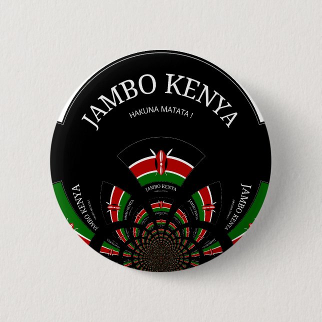 Kenyan Flagga Inspired Jambo Välkommen Design Art Knapp (Framsida)
