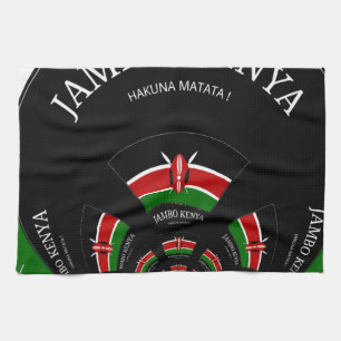 Kenyan Flagga Inspired Jambo Välkommen Design Art Kökshandduk