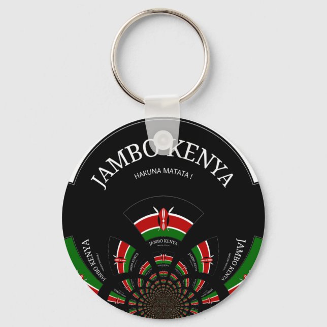Kenyan Flagga Inspired Jambo Välkommen Design Art Nyckelring (Framsida)