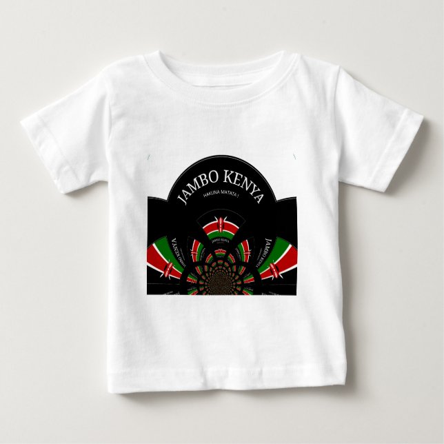 Kenyan Flagga Inspired Jambo Välkommen Design Art T Shirt (Framsida)