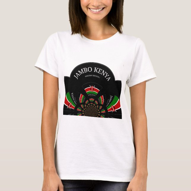 Kenyan Flagga Inspired Jambo Välkommen Design Art Tee Shirt (Framsida)