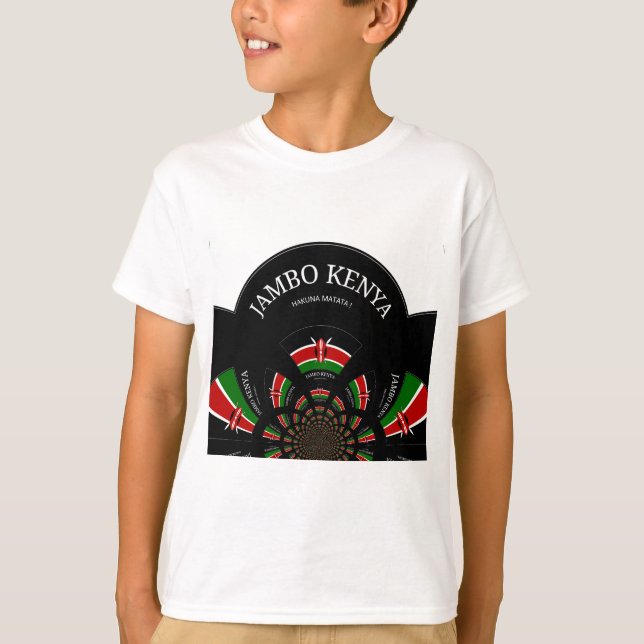 Kenyan Flagga Inspired Jambo Välkommen Design Art Tee Shirt (Framsida)