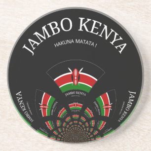 Kenyan Flagga Inspired Jambo Välkommen Design Art Underlägg Sandsten