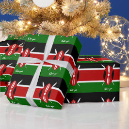Kenyan Flagga & Kenya ger Afrika/sportfantaster Presentpapper