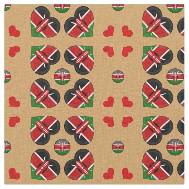 Kenyan Flagga & Kenya Heart mode Fabric Tyg (Närbild)