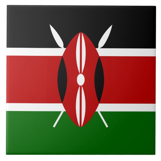 Kenyan Flagga (Kenya) Kakelplatta (Framsidan)