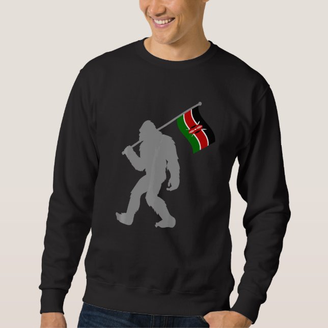 Kenyan Flagga on Kenya Flagga Lång Ärmad Tröja (Framsida)