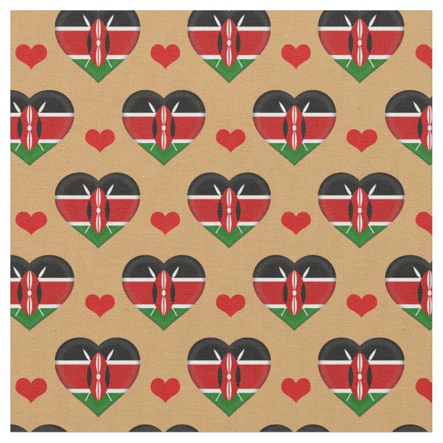 Kenyan Flagga & Red Heart mode Fabric/Kenya Tyg (Närbild)
