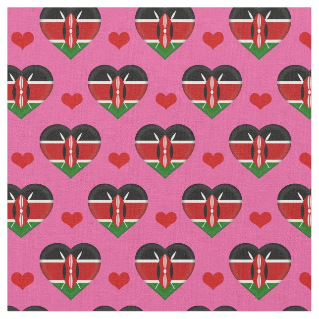Kenyan Flagga & Red Heart mode Fabric/Kenya Tyg (Närbild)