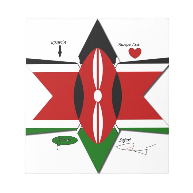 Kenyan Flagga Safari Design: Bucket List Anteckningsblock (Framsida)