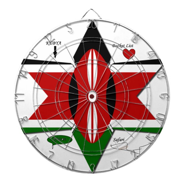 Kenyan Flagga Safari Design: Bucket List Darttavla (Framsidan)