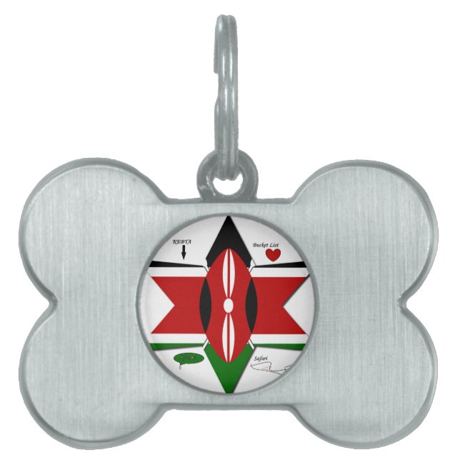 Kenyan Flagga Safari Design: Bucket List ID-bricka Husdjur (Framsidan)
