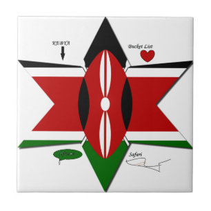 Kenyan Flagga Safari Design: Bucket List Kakelplatta