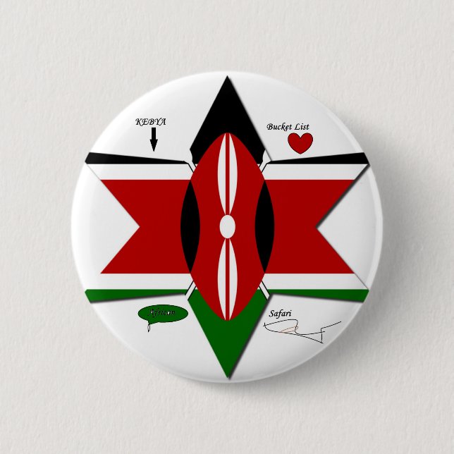 Kenyan Flagga Safari Design: Bucket List Knapp (Framsida)