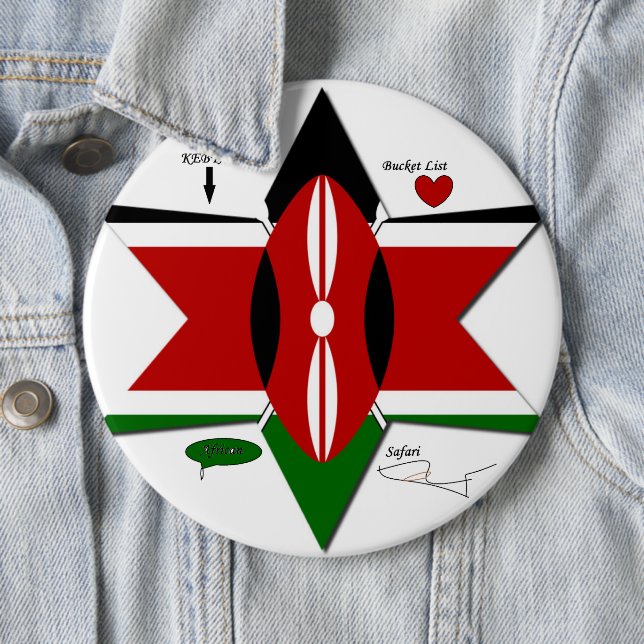 Kenyan Flagga Safari Design: Bucket List Knapp (In Situ)