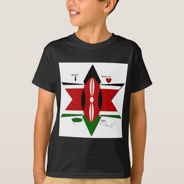 Kenyan Flagga Safari Design: Bucket List T Shirt (Framsida)
