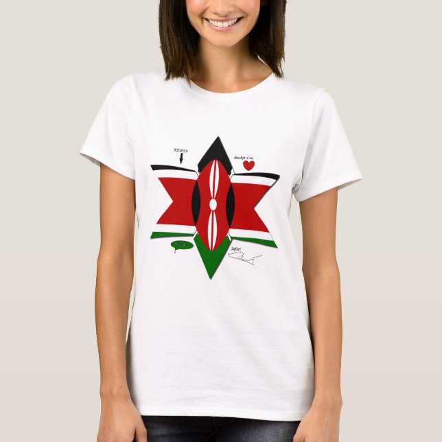 Kenyan Flagga Safari Design: Bucket List T-shirt (Framsida)