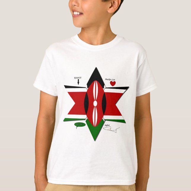 Kenyan Flagga Safari Design: Bucket List Tee (Framsida)