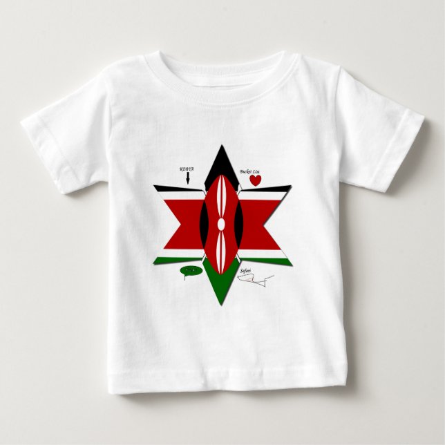 Kenyan Flagga Safari Design: Bucket List Tee Shirt (Framsida)