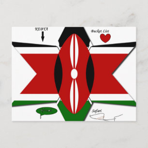 Kenyan Flagga Safari Design: Bucket List Vykort