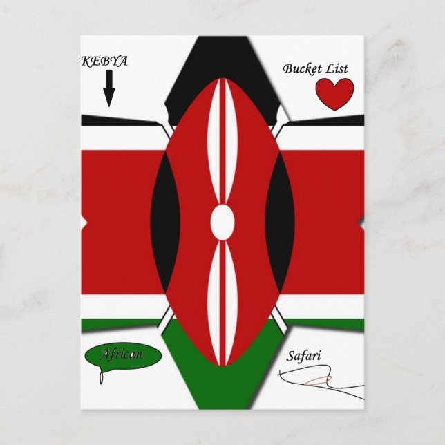 Kenyan Flagga Safari Design: Bucket List Vykort (Framsida)