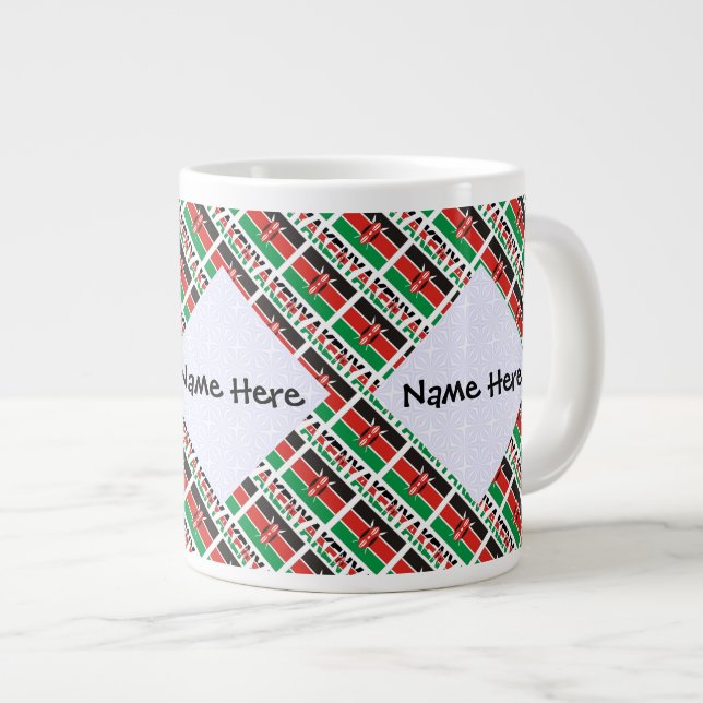 Kenyan Flagga Tiled Personlig Jumbo Mugg (Framsida höger)