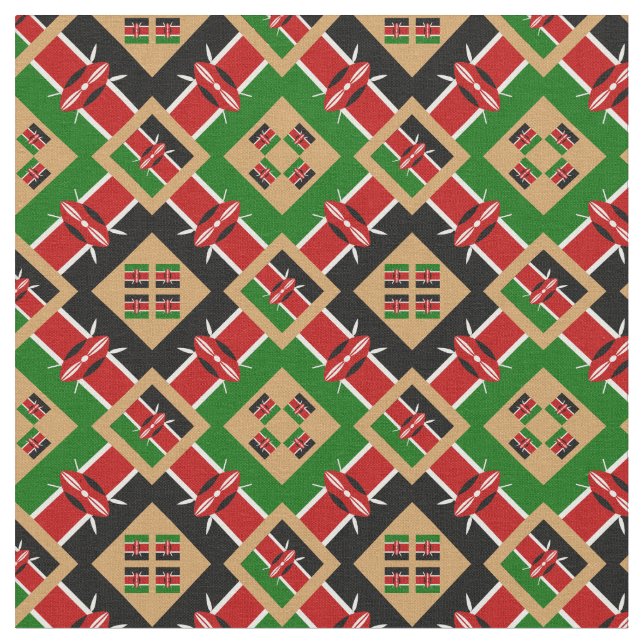 Kenyan Flagga & Trendig Kenya Fabric mode GLD Tyg (Närbild)