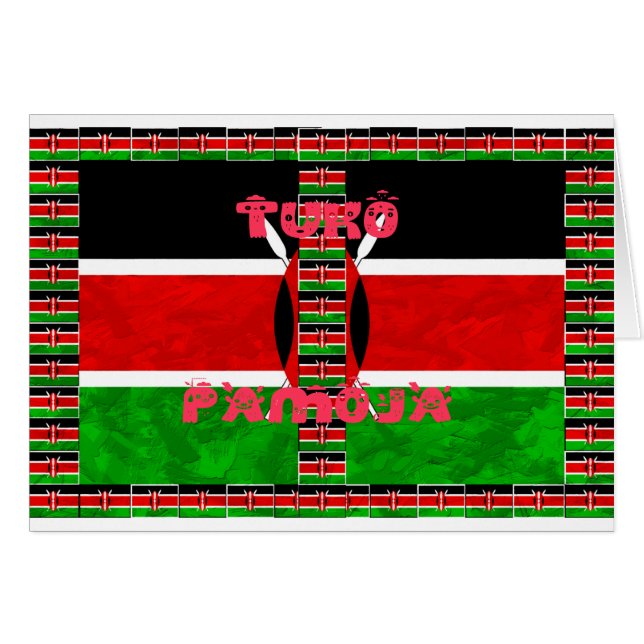 Kenyan Flagga Unity: Tuko Pamoja Design Hälsningskort (Framsidan Horizontal)