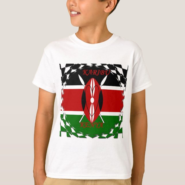 Kenyan Flagga Unity: Tuko Pamoja Design Tee Shirt (Framsida)