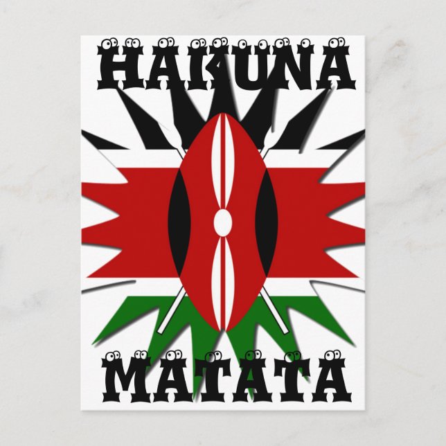 Kenyan flaggan livfullt mönster: En 18-stjärnig ko Vykort (Framsida)