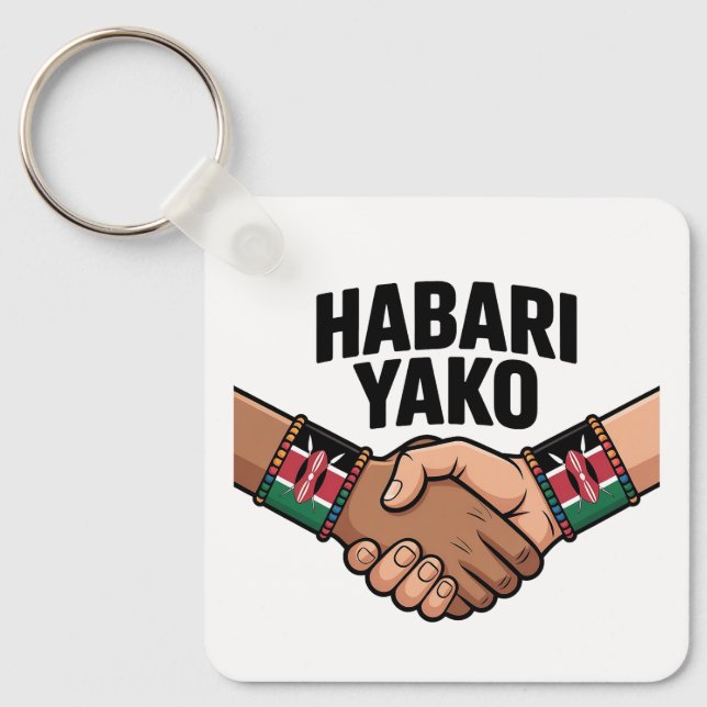 Kenyan Hälsning Habari Yako Nyckelring (Framsida)