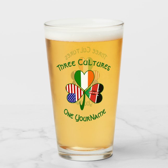 Kenyan Irish American Flagga Shamrock Personlig Glaskopp (Framsida fylld)