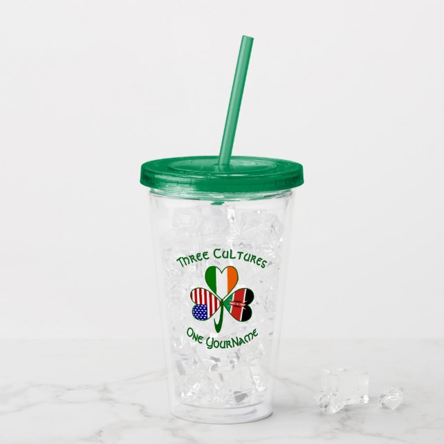 Kenyan Irish American Flagga Shamrock Personlig Take Away Mugg (Baksida Ice)