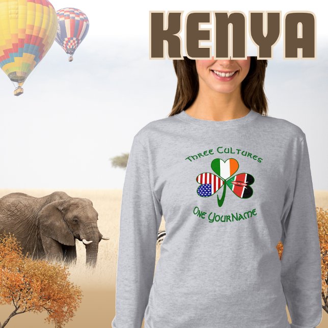 Kenyan Irish American Flaggor Shamrock Personlig T Shirt (Skapare uppladdad)