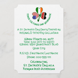 Kenyan Irish USA Flag Shamrock Personlig Inbjudningar