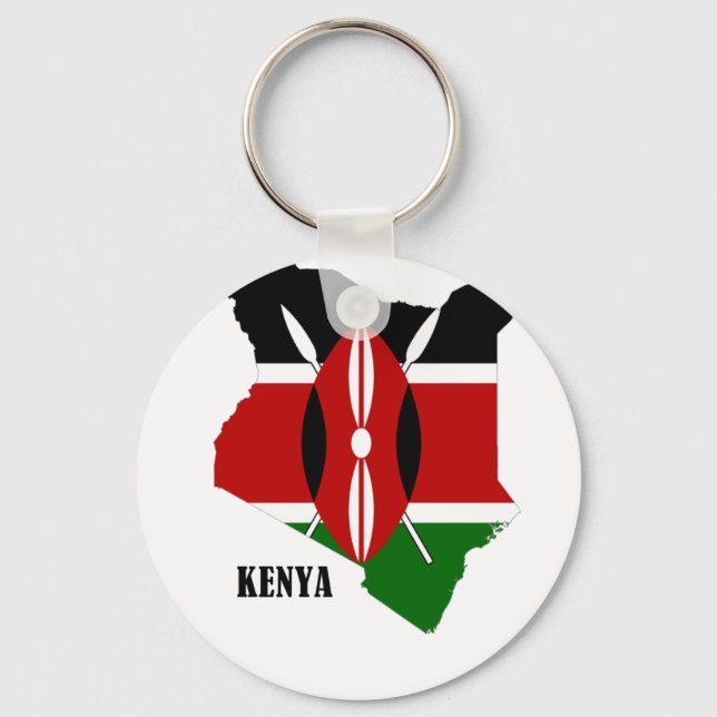 Kenyan Karta och Flagga Nyckelring (Framsida)